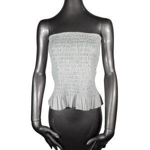 ATM NWT Ruched Peplum White Strapless Strap Top Anthony Thomas Melillo Large